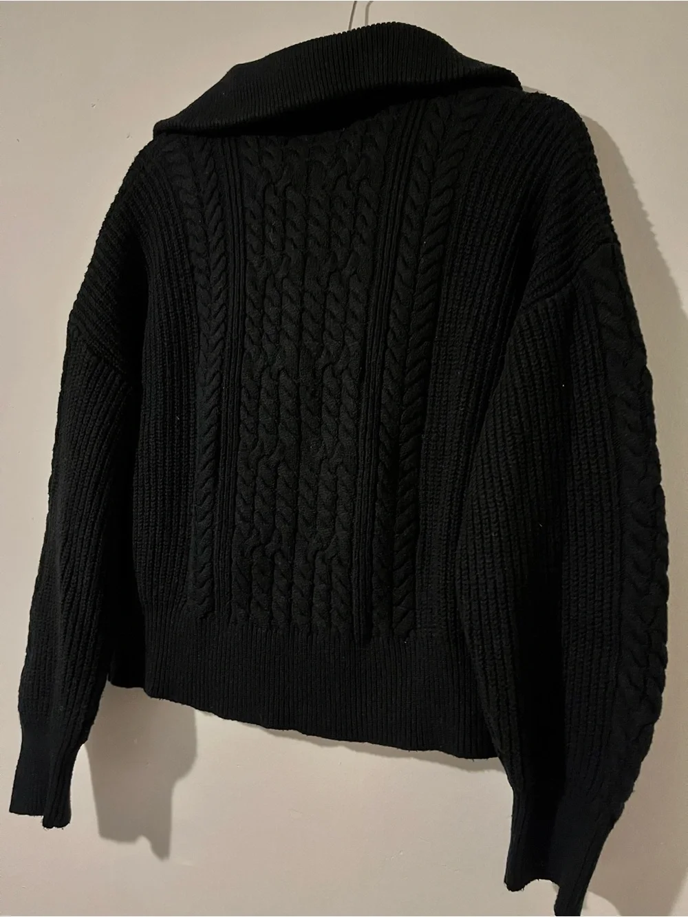 Nili Lotan Black Cable-Knit Half-Zip Sweater